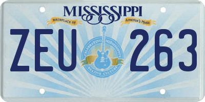 MS license plate ZEU263