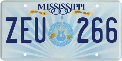 MS license plate ZEU266