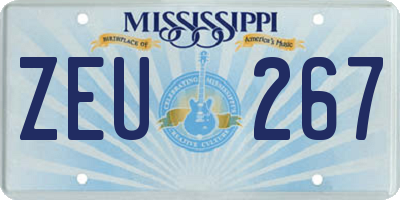 MS license plate ZEU267