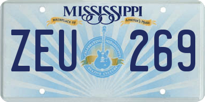 MS license plate ZEU269