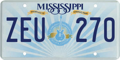 MS license plate ZEU270