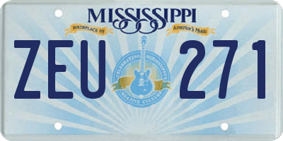 MS license plate ZEU271
