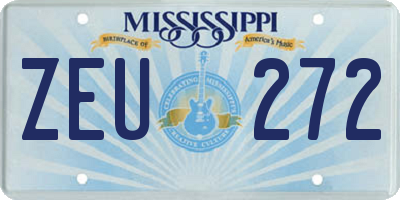 MS license plate ZEU272