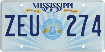 MS license plate ZEU274