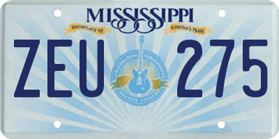 MS license plate ZEU275