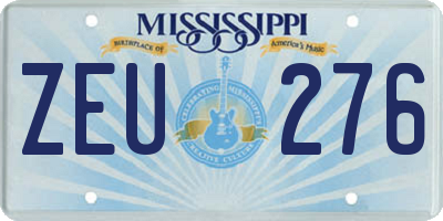 MS license plate ZEU276