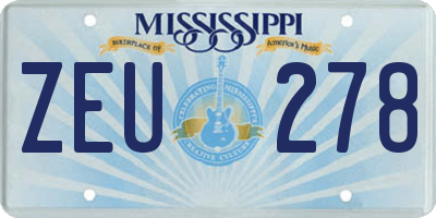 MS license plate ZEU278