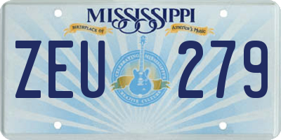 MS license plate ZEU279