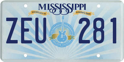 MS license plate ZEU281