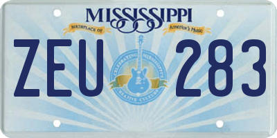MS license plate ZEU283
