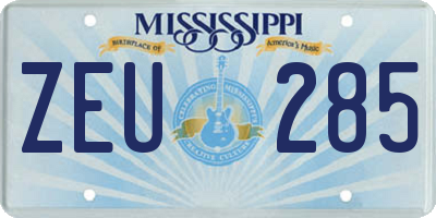 MS license plate ZEU285