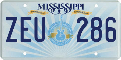 MS license plate ZEU286