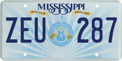 MS license plate ZEU287
