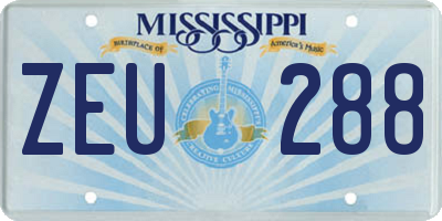 MS license plate ZEU288