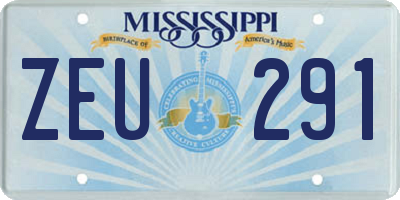 MS license plate ZEU291