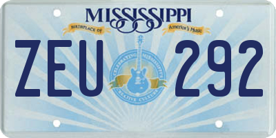MS license plate ZEU292
