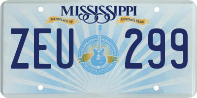 MS license plate ZEU299