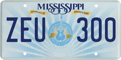 MS license plate ZEU300