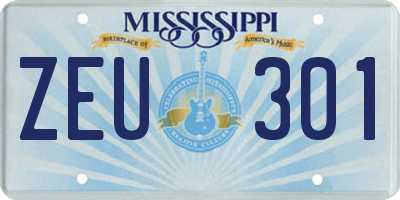 MS license plate ZEU301