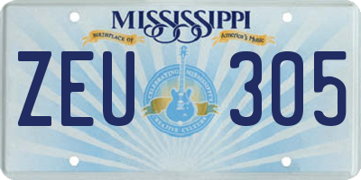 MS license plate ZEU305