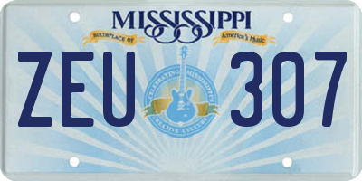 MS license plate ZEU307