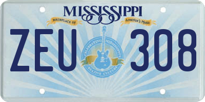 MS license plate ZEU308