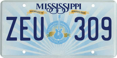 MS license plate ZEU309