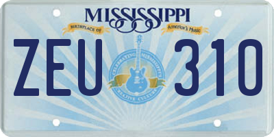 MS license plate ZEU310