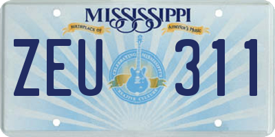 MS license plate ZEU311
