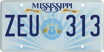 MS license plate ZEU313