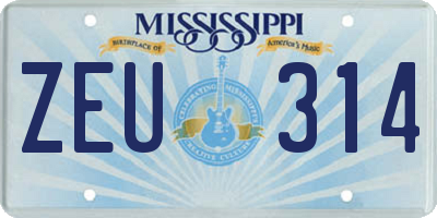 MS license plate ZEU314