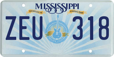MS license plate ZEU318