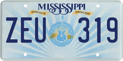 MS license plate ZEU319