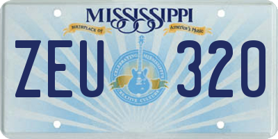 MS license plate ZEU320