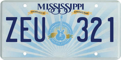 MS license plate ZEU321