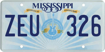 MS license plate ZEU326