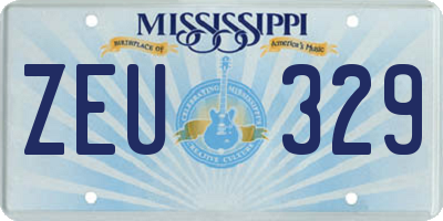 MS license plate ZEU329