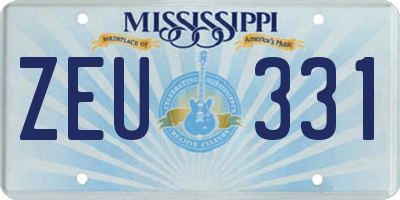 MS license plate ZEU331