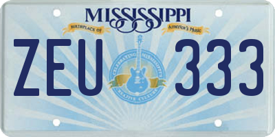 MS license plate ZEU333