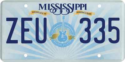 MS license plate ZEU335