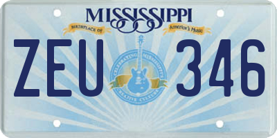 MS license plate ZEU346