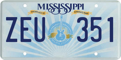 MS license plate ZEU351