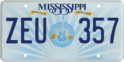 MS license plate ZEU357