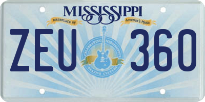 MS license plate ZEU360