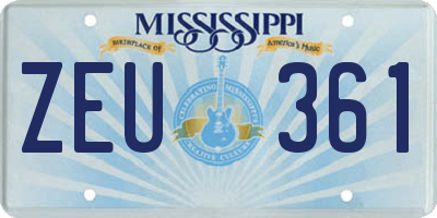 MS license plate ZEU361
