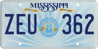 MS license plate ZEU362