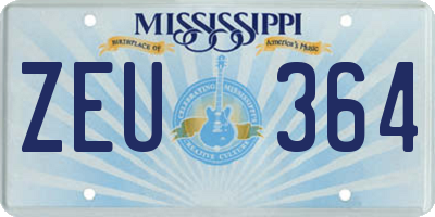 MS license plate ZEU364