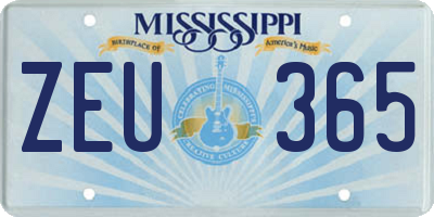 MS license plate ZEU365