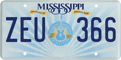 MS license plate ZEU366