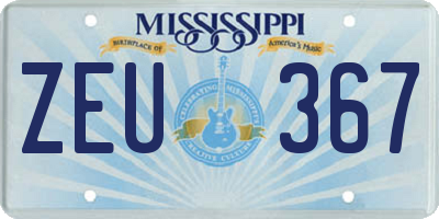 MS license plate ZEU367
